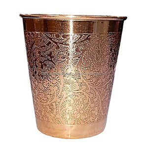 Vaso de Cobre Puro Grabado con Acabado Pulido para Beber y Uso en la Cocina, Vaso de Cobre Antiderrames - Product Image 1