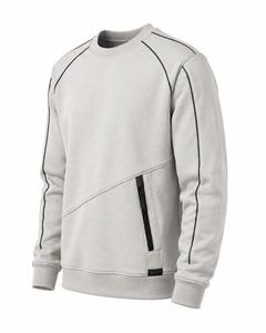 Sweat-shirt pour homme gris clair à col rond, coupe classique, couleur unie, poche zippée, style décontracté, en coton tricoté, style automne, faible MOQ - Product Image 2