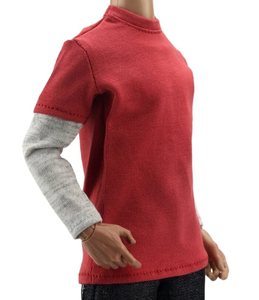 เสื้อยืดคอกลมเรียบง่ายแบบกำหนดเอง กำลังฮิต 2 in 1 แขนยาวสองชั้น เสื้อยืดแขนสองชั้นสำหรับผู้ชาย - Product Image 4