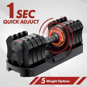 22.5lb 5-in-1 Quick Adjust Adjustable Dumbbell Set Full Body Workout Equipment with <b>Free</b> <b>Weights</b> Storage Tray for Home Gym - Product Image 2