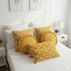 SOGA 6-Piece Quilted and Patterned Luxury Pillowcase Set Yellow Diamond Elegance Decorative & <b>Throw</b> <b>Pillows</b> - Product Image 4