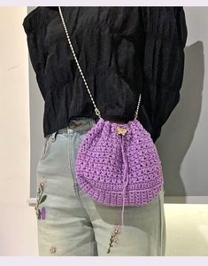 Nuevo bolso tipo cubo tejido a mano, moderno y con cordón ajustable, para mujer, de hombro/cruzado. - Product Image 2