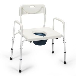 Heavy Duty 3-in-1 Commode Chair 34\" X 21\" X 35.5\"-39\" with Sturdy Iron Frame for Elderly/Disabled Includes Removable Bucket - Product Image 3