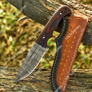 Cuchillo de Supervivencia Táctico para Exteriores, Cuchillo de Caza y Camping de Grado Industrial con Hoja Fija de Acero de Damasco Forjado a Mano, Punta Caída, G10 - Product Image 5