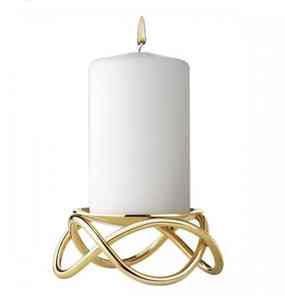 Porte-bougie moderne en or pour bougies piliers, accent décoratif de table pour la décoration intérieure - Product Image 1