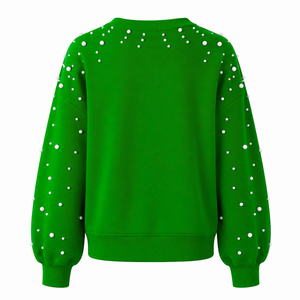 Alpha |   Kapa | Sweat-shirt décontracté en molleton de coton pour femme Alpha, orné de perles, col rond, avec lettres grecques brodées, pour sororité - Product Image 4