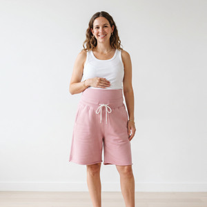 Pantalones Cortos de Maternidad de Cintura Alta para Mujer, Casuales, 100% Felpa, con Cordón en la Cintura, Talla Grande para Embarazo - Product Image 6
