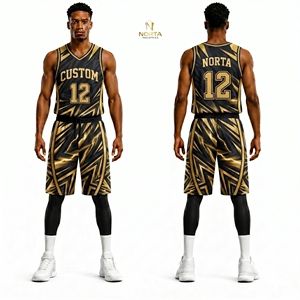 Conjunto de Uniforme de Baloncesto con Diseño de Ondas de Agua Azules y Blancas, Sublimado, Transpirable, de Malla de Poliéster, Ropa Deportiva Profesional para Equipos - Product Image 6