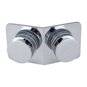 OEM ODM 135 Degree Brass Glass to Glass Shower Door Clamp with Polished Chrome Finish Flat Round Shape - Product Image 1