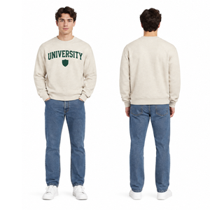 Premium Pullover for University Students Dark Green Screen Print University <b>Slogan</b> Crewneck - Product Image 3