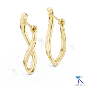 Boucles d'oreilles pendantes en diamant CVD cultivé en laboratoire, torsadées, pavées, avec fermoir Omega, en or massif 14 carats, bijoux fins pour femmes, pour mariage - Product Image 3