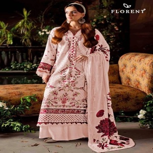 Proveedor de la colección de salwar-kameez y dupatta de algodón cambray de alta calidad con bordados y semicosturas, de la India, para la moda femenina. - Product Image 1
