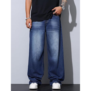 Jeans en denim décontractés pour hommes, coupe large, style urbain, pantalon ample vintage, vêtements streetwear - Product Image 6