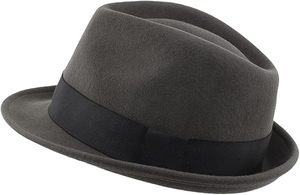 Classic Gray Wool Fedora Hat with Black Ribbon Band Unisex Adjustable Wide Brim Formal Style for Adults Four Seasons Wear - Product Image 2
