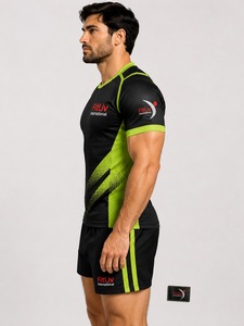 Conjunto de Uniforme de Rugby Unisex FitLiv International, Azul Oscuro y Verde, Poliéster Transpirable, Talla Adulto, Servicio OEM, Colores Personalizados - Product Image 3