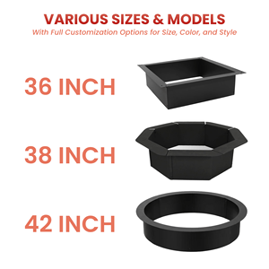 <b>Fire</b> <b>Pit</b> Insert Square <b>Fire</b> Ring Outdoor Metal Firepit Modern Garden Patio <b>Table</b> Backyard FR004 - Product Image 4