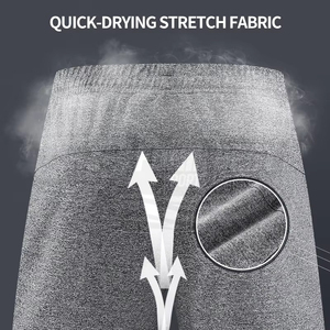 Men's Solid Gray Cotton Bermuda Shorts Drawstring Waist Elastic Mid Rise Casual Pockets Breathable Knitted Fabric - Product Image 5