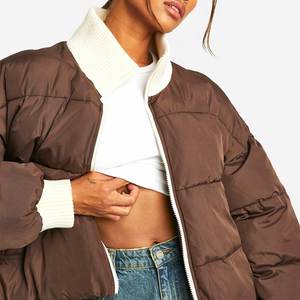 Women's Short Puffer Jacket Winter Quilted <b>Bubble</b> <b>Coat</b> High Waist Hooded Long Sleeve Zipper Closure Casual Fashion Wear 2026 - Product Image 4