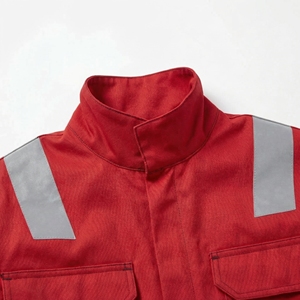 Red <b>Reflective</b> Work <b>Jacket</b> with Chest & Sleeve <b>Reflective</b> Tape Heavy Duty Industrial Utility <b>Jacket</b> OEM / Private Label - Product Image 4