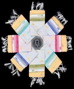 Sari tradicional indio de algodón con borde verde y rayas para bodas, sari largo hasta el suelo para mujer - Product Image 5