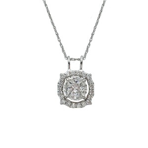 JEWELSPAARK Collier Pendentif Fleur Halo en Diamant Naturel Princesse Marquise 0,98 Cttw pour Femme, en Argent Sterling Plaqué Or, Tendance - Product Image 1