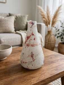 White Pink Vein Marble Luxury Bohemian Handmade Table <b>Vase</b> Flower Holder <b>Decorative</b> Home Accent Gift <b>for</b> Wedding Decor - Product Image 1
