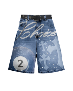 Relicstar - Pantalones Cortos Vaqueros Personalizados con Pedrería para Hombre, Estampado en Serigrafía, Estilo Vintage, 100% Algodón - Product Image 3