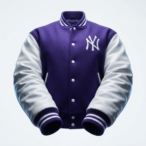 Blouson universitaire personnalisé en laine, polyester, coton et toile, doublé polaire, décontracté, pour l'hiver, avec logo frontal - Product Image 4