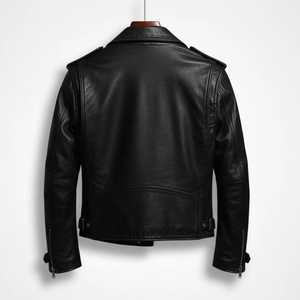 Premium Men's Black Genuine <b>Sheepskin</b> Leather Motorcycle Jacket Slim Fit Biker Punk Streetwear <b>Vintage</b> Real Leather <b>Coat</b> Men - Product Image 6