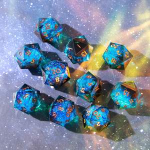 Dés à six faces bleus foncés D20 de 22 mm, dés à facettes pour <span class=keywords><strong>Dungeons</strong></span> and Dragons, dés en résine à bords tranchants, faits à la main, polyédriques, pour jeux de rôle - Product Image 5