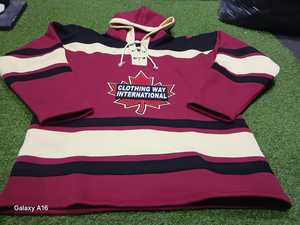 Maillot de hockey sur glace à capuche Clothing Way International, rayé, manches longues, polyester, unisexe, adulte, coupe classique, respirant - Product Image 1