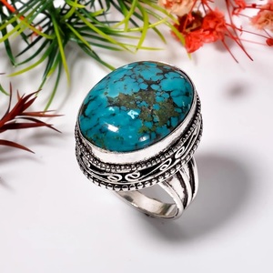 Natural Tibetan Turquoise 925 Sterling Silver Handmade <b>Ring</b> Elegant Gemstone Statement Jewelry <b>Boho</b> Designer <b>Ring</b> for Women Gift - Product Image 5
