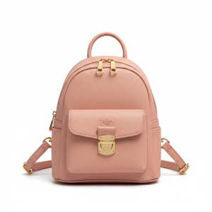 Zarina Wear Womens Leather <b>Backpack</b> Water Resistant Polyester Lining Gunmetal Hardware Hidden Zip Pocket | Private Label OEM - Product Image 6