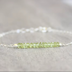 Sterling Silver Peridot Bracelet August Birthstone Minimalist Women Jewelry Gemstone Handmade Wholesale Supplier - Product Image 1