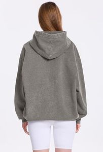 เสื้อฮู้ดโอเวอร์ไซส์ ยูนิเซ็กซ์ ผ้าฝ้าย 100% เฟรนช์เทอร์รี่ สีเทาล้วน ระบายอากาศได้ดี มีกระเป๋า ดีไซน์สำหรับฤดูใบไม้ร่วง สวมใส่สบายๆ - Product Image 4