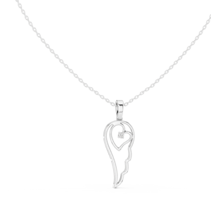 Colgante de Diamante Cultivado en Laboratorio ANGEL'S HEART EMBRACE, Engastado en Oro Blanco Sólido de 18 Quilates, para Compromiso, Regalo de San Valentín, Uso Diario - Product Image 1