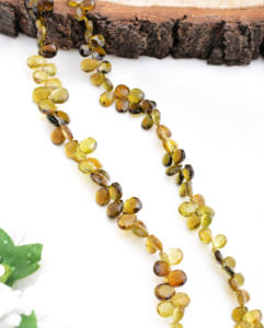 ลูกปัดพลอยทัวร์มาลีนหลากสีเหลืองธรรมชาติทรงลูกแพร์เหลี่ยมเพชรพลอย สำหรับทำเครื่องประดับชั้นดี - Product Image 1