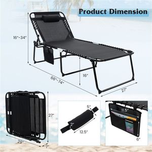 Sdraio da Esterno Nera Extra Large da 27 Pollici con Schienale Regolabile a 4 Posizioni, Pieghevole, Impermeabile, in Ferro, per Prendere il Sole - Product Image 5