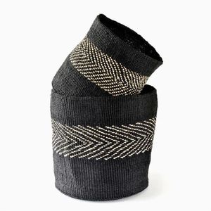 Natural Fiber Woven <b>Basket</b> Handcrafted Black & White Pattern <b>Storage</b> Bin Decorative Plant Pot Cover Wholesale Home Decor <b>Basket</b> - Product Image 1