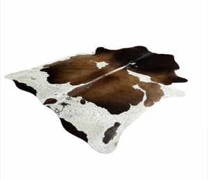 Tapis en cuir de vachette tricolore naturel, marron, noir, blanc, en peau de vache véritable avec poils, tapis en cuir véritable pour décoration de salon, vente en gros OEM - Product Image 1