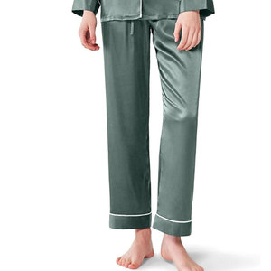 Ensemble de pyjama en satin pour femmes, chemise boutonnée et short, nouvelle collection été, taille élastique, professionnel, 100% coton doux - Product Image 4