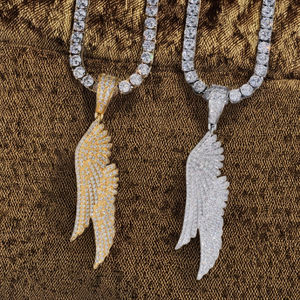 จี้รูปปีกฮิปฮอปสุดหรู เงินแท้ 925 ประดับเพชรโมอิสซาไนต์ VVS D ชุบโรเดียม พร้อมใบรับรอง GRA เหมาะสำหรับใส่ทุกวัน - Product Image 3