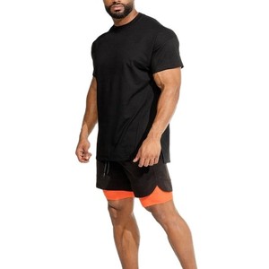 T-shirt en jersey de coton 100% respirant pour homme, noir, à manches courtes, col rond, couleur unie, coupe classique, longueur normale, décontracté - Product Image 3