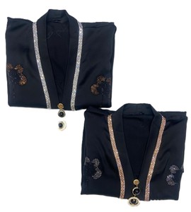 Abaya noire brodée florale respirante et lavable, col en V, longueur ras du sol, robe de soirée modeste, manches longues, tenue formelle islamique pour femme - Product Image 3