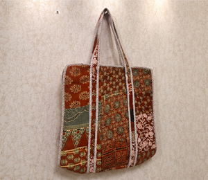 Bolso Tote Vintage Marrón Rústico con Parches para Mujer, Hecho a Mano, Acolchado de Algodón, Grande, Proveedor Mayorista de Exportación - Product Image 2