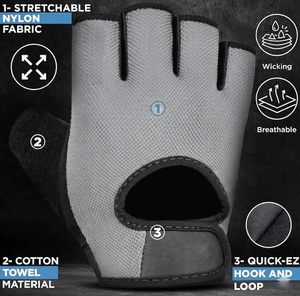 CLOVIX SPORTS Anti <b>Slip</b> Fitness Gloves Breathable <b>Half</b> Finger Workout Mitts Sweat Wipe Towel Thumb for Bodybuilding Powerlifting - Product Image 2