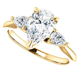 Anillo de Compromiso de Oro de 9k/10k/12k/14k/18k con Tres Diamantes Cultivados en Laboratorio con Corte Pera, Calidad VS1, Estilo Elegante, Certificado IGI, para Mujer - Product Image 4