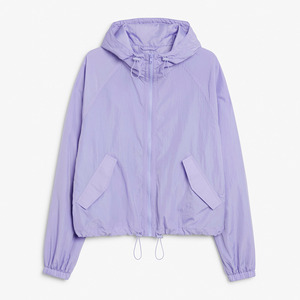 Wholesale Light Weight <b>Zip</b> <b>up</b> Women's Summer Hooded Drawstring Parachute Bomber <b>Jacket</b> - Product Image 5