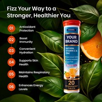 Tabletas Efervescentes de Vitamina C 1000mg con Zinc y Extracto de Amla para Adultos, Apoyo Inmunológico, Sin Azúcar, Sabor Naranja, No Apto para Mujeres Embarazadas (OEM)