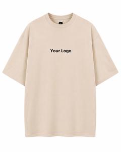 T-shirt en coton surdimensionné pour homme, tendance du moment, col rond, manches courtes, jersey, coupe décontractée, avec logo personnalisé imprimé sur le devant - Product Image 1